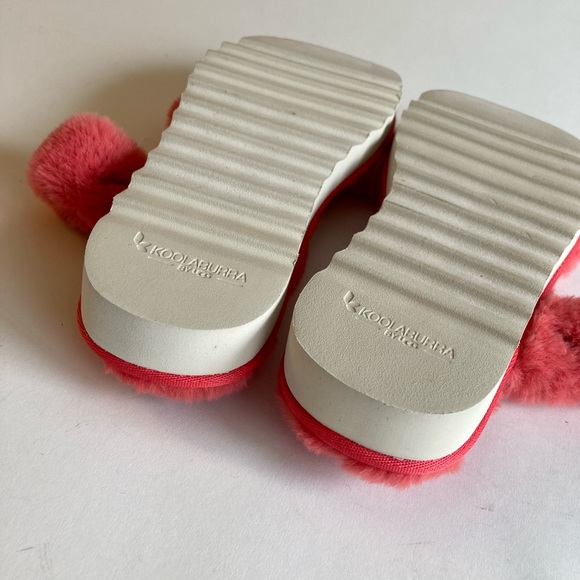 New Koolaburra by UGG Pink Coral Faux Fur Rubber Outsole Sandals size 11 - Picture 10 of 13